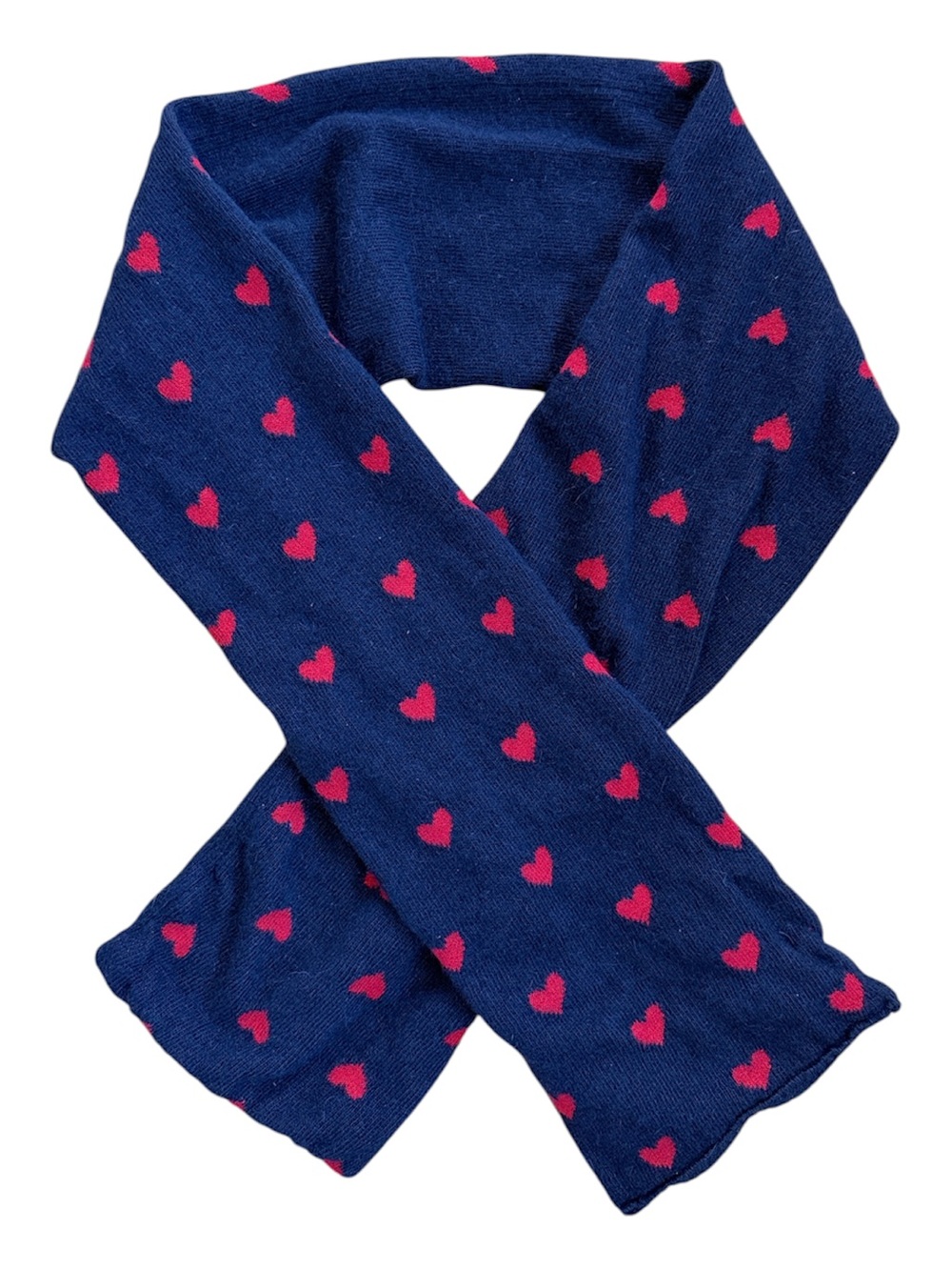 Children's Navy Scarf with Red Heart Motif